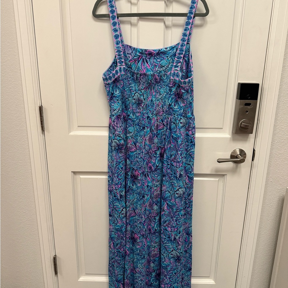 Lilly Pulitzer Mirasol Maxi Dress in Breakwater Blue Shells N Bells Size 14 - Picture 3 of 5